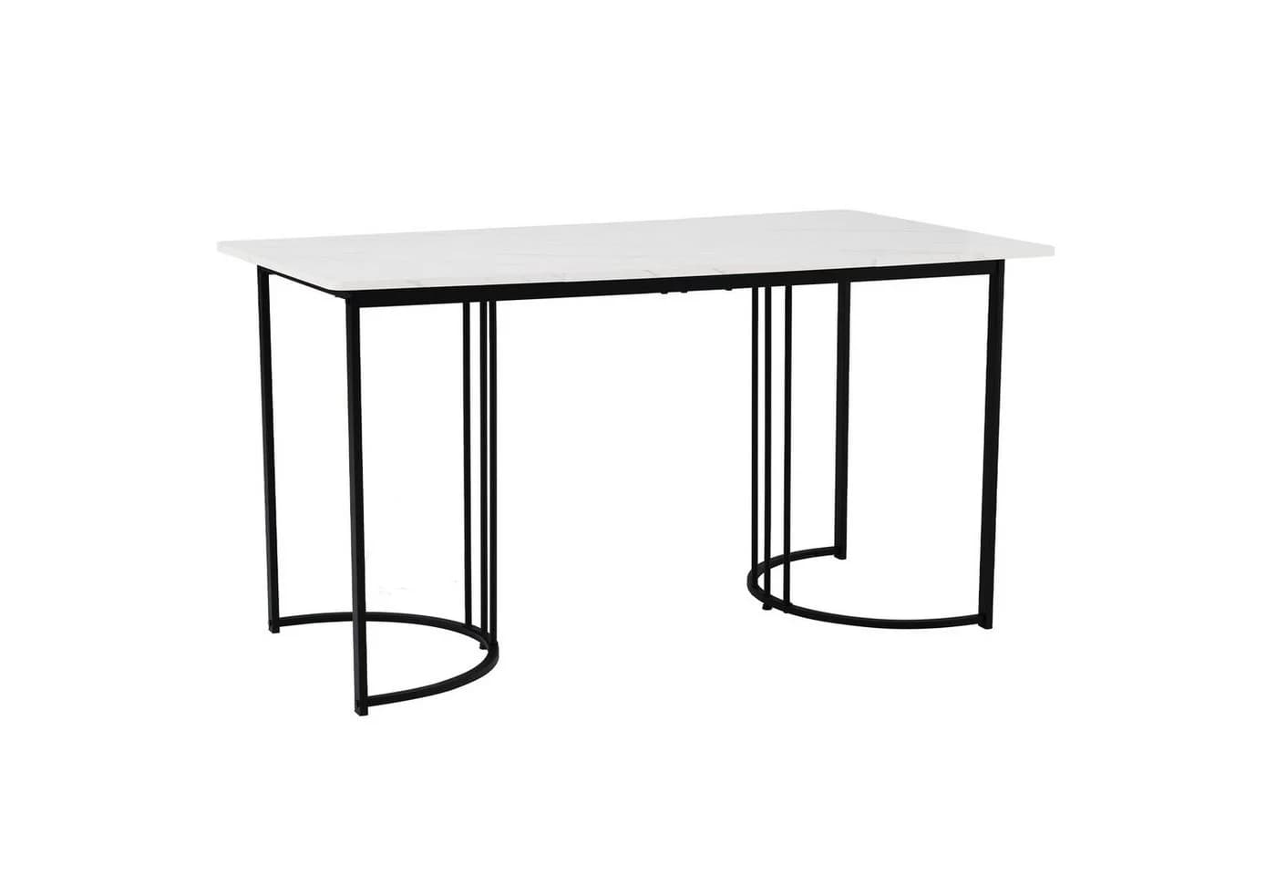 BlingBin Esstisch moderner Küchentisch 140 x 80cm Metall Marmormuster