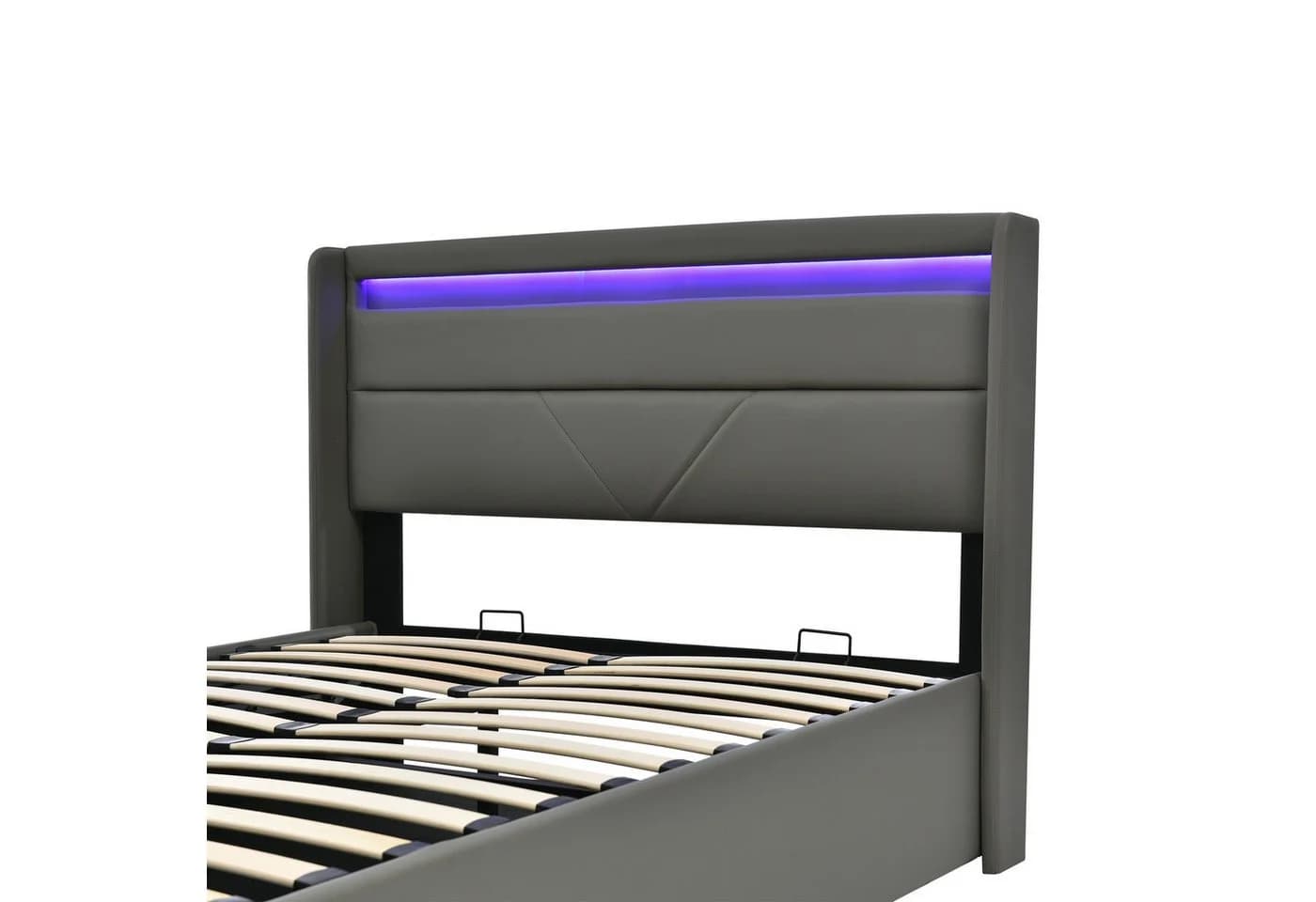 BlingBin Boxspringbett Stauraumbett Polsterbett 140x200cm Doppelbett LED-Beleuchtung - Bild 3