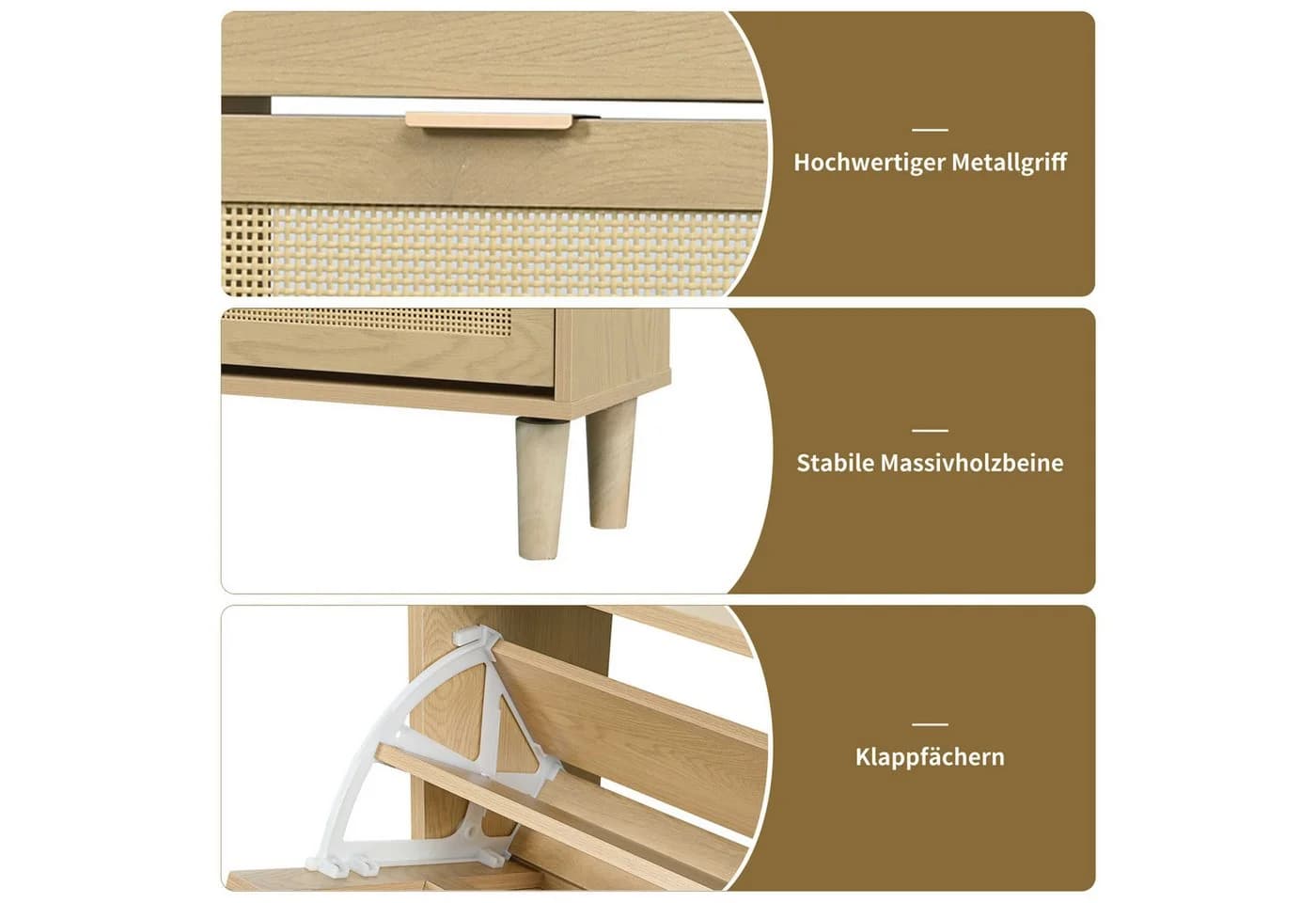 BlingBin Schuhschrank Rattan Landhausstil mit 4 Klapptüren - Bild 4