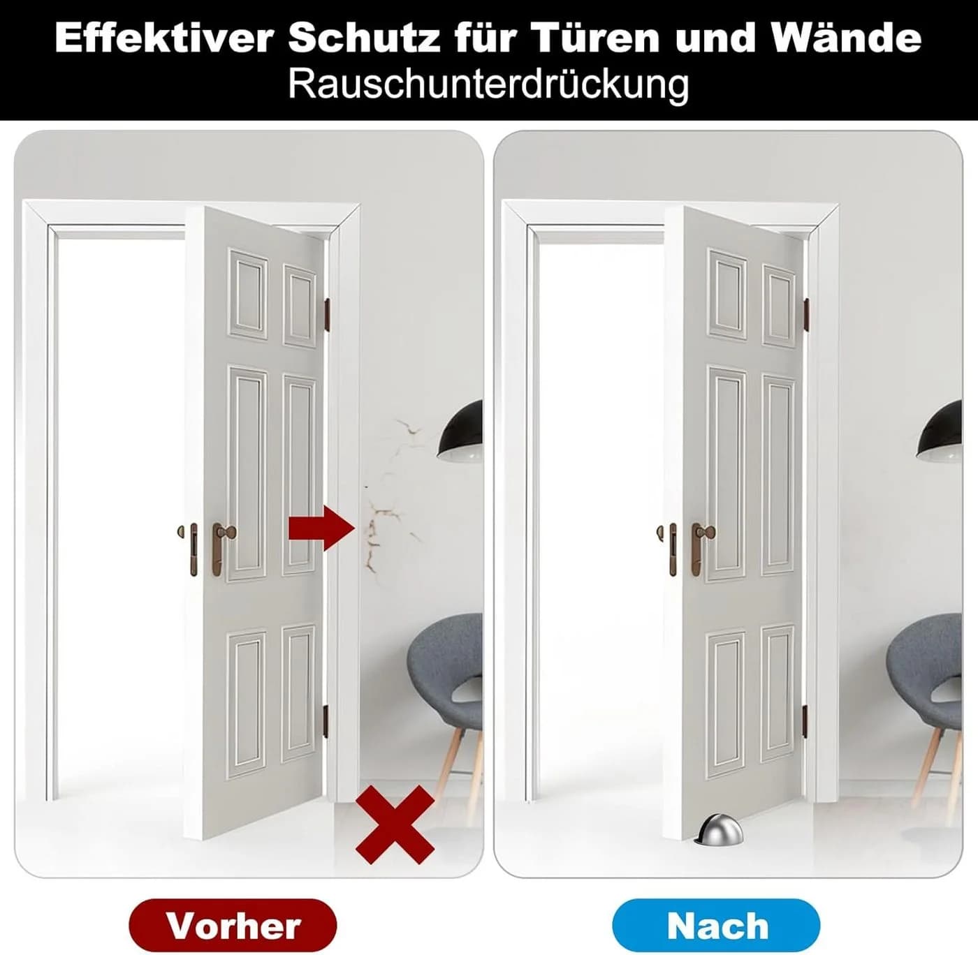 BlingBin Bodentürstopper 4 Stück Edelstahl Selbstklebend mit Gummipuffern - Bild 5