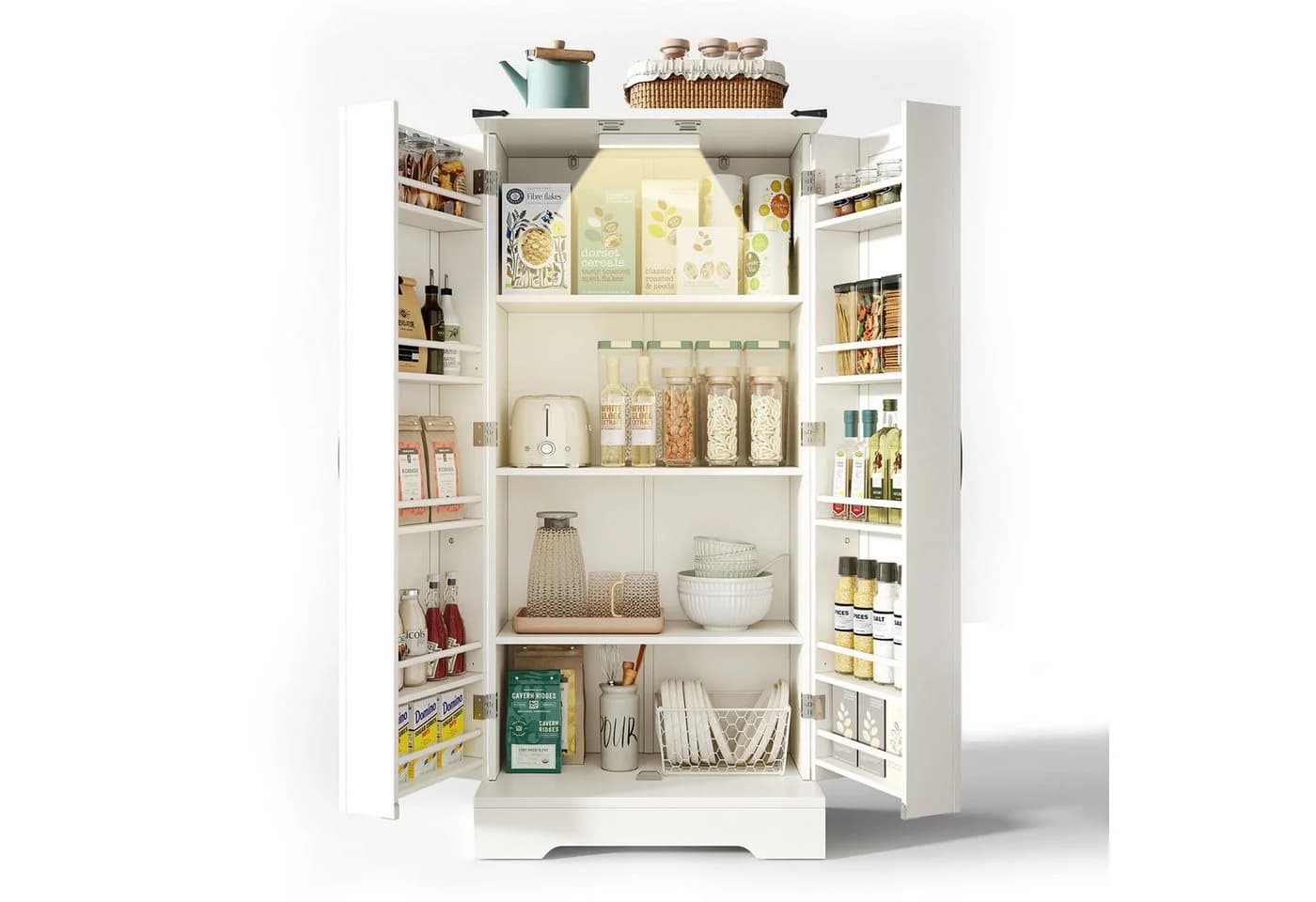 BlingBin Eckschrank Bauernhaus Weiß LED - Bild 2