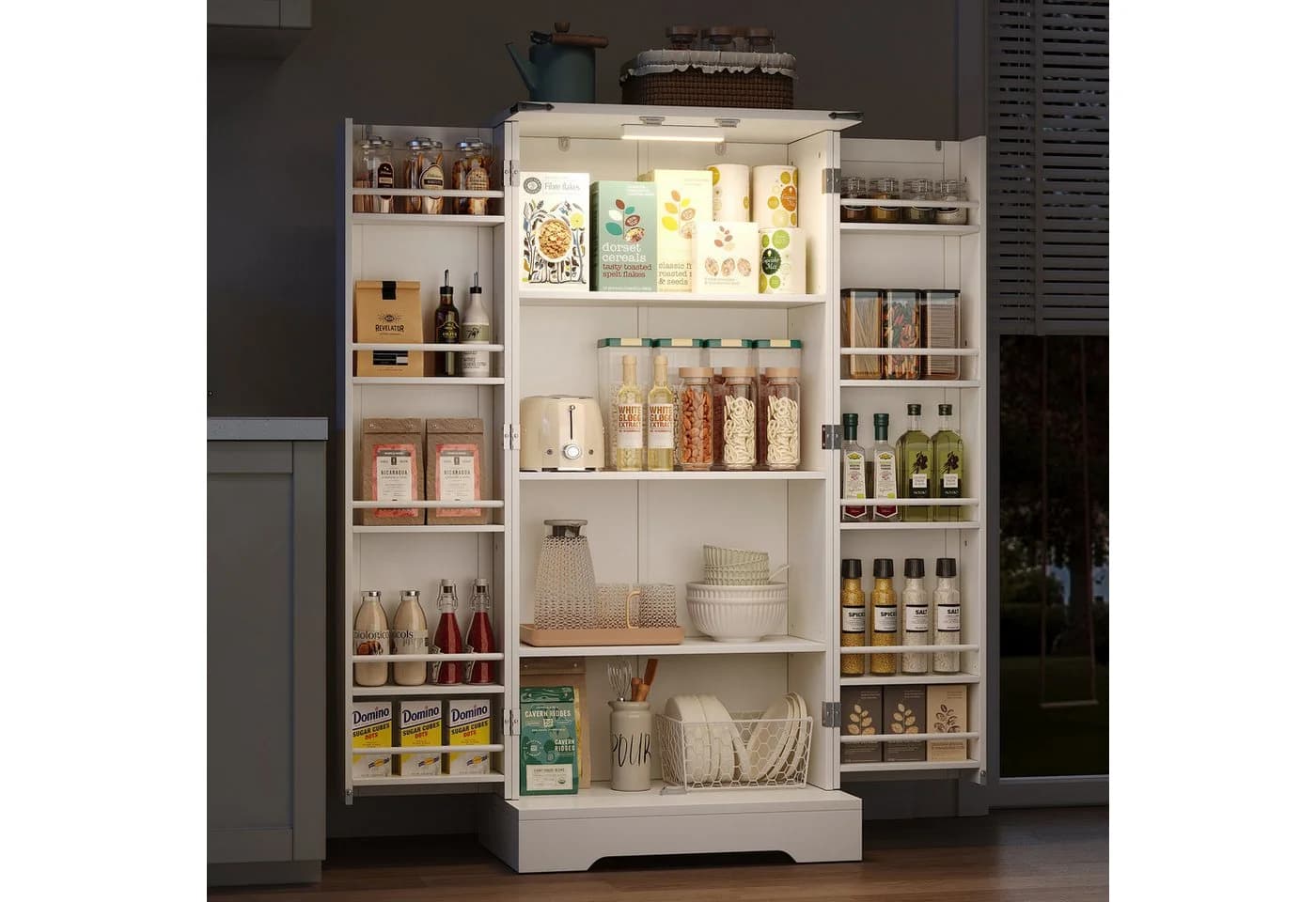BlingBin Eckschrank Bauernhaus Weiß LED - Bild 5