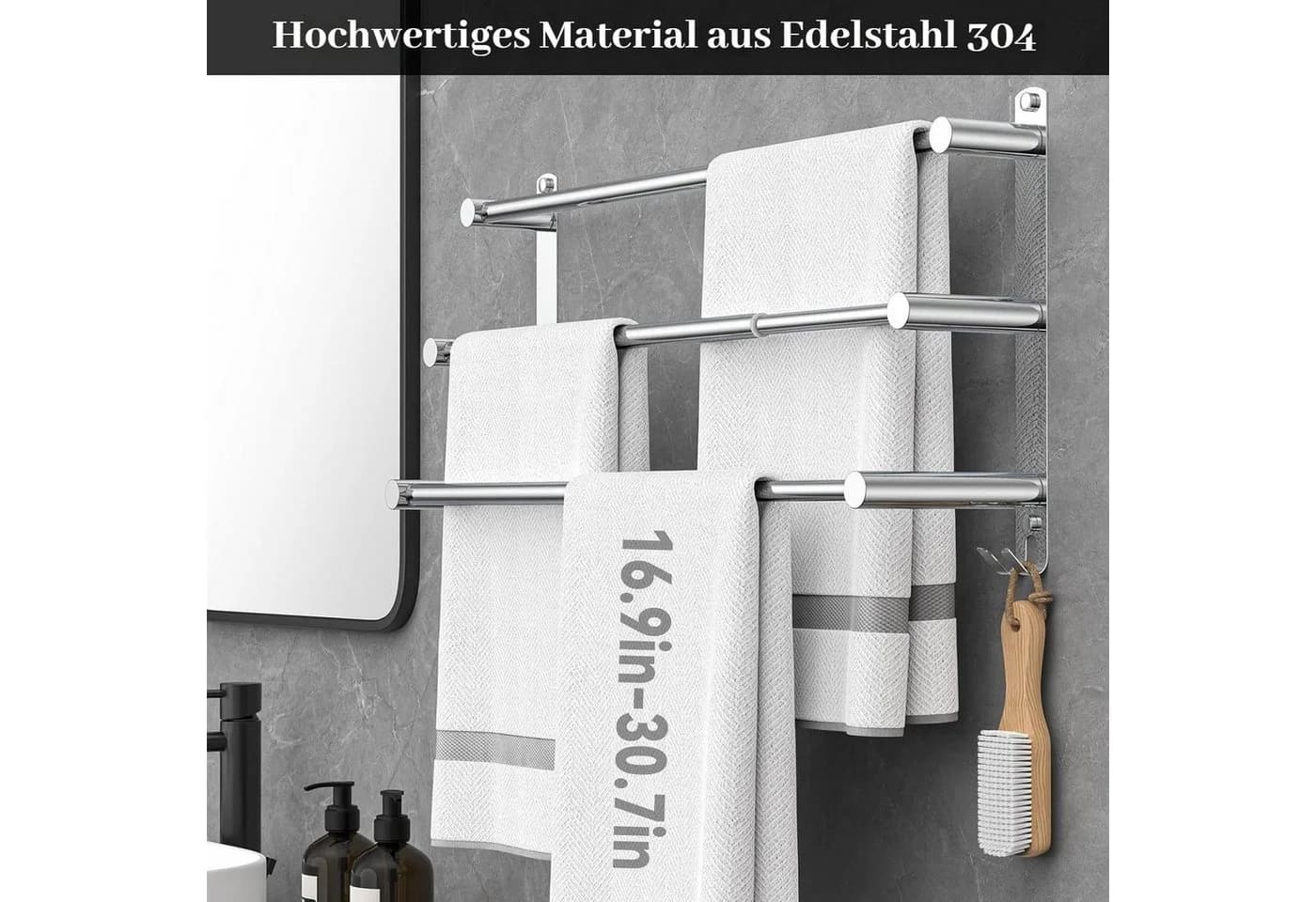 BlingBin Handtuchhalter Ausziehbar 43-78CM Edelstahl Handtuchstange mit Haken