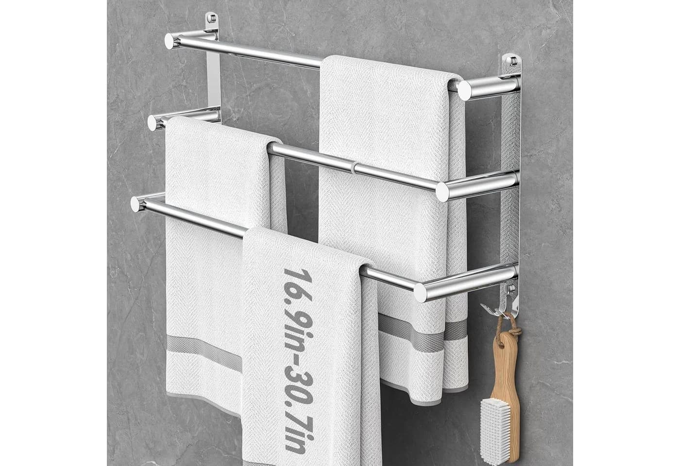 BlingBin Handtuchhalter Ausziehbar 43-78CM Edelstahl Handtuchstange mit Haken - Bild 2