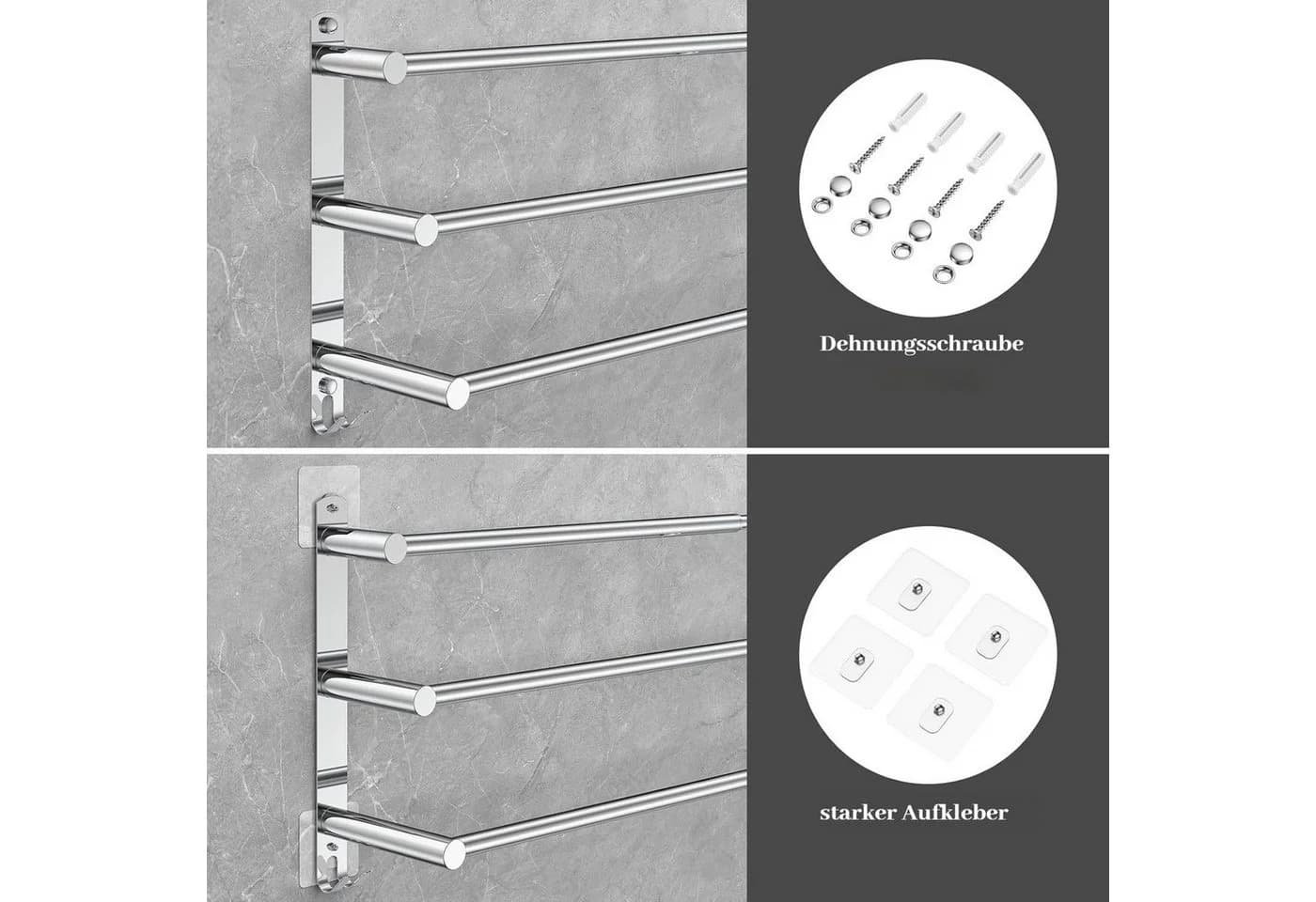 BlingBin Handtuchhalter Ausziehbar 43-78CM Edelstahl Handtuchstange mit Haken - Bild 5
