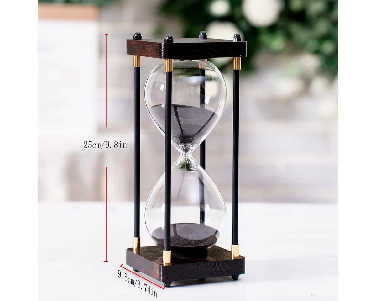 BlingBin Sanduhr Timer 60 Minuten Vintage-Holz-Design Holz Metallrahmen Schwarz