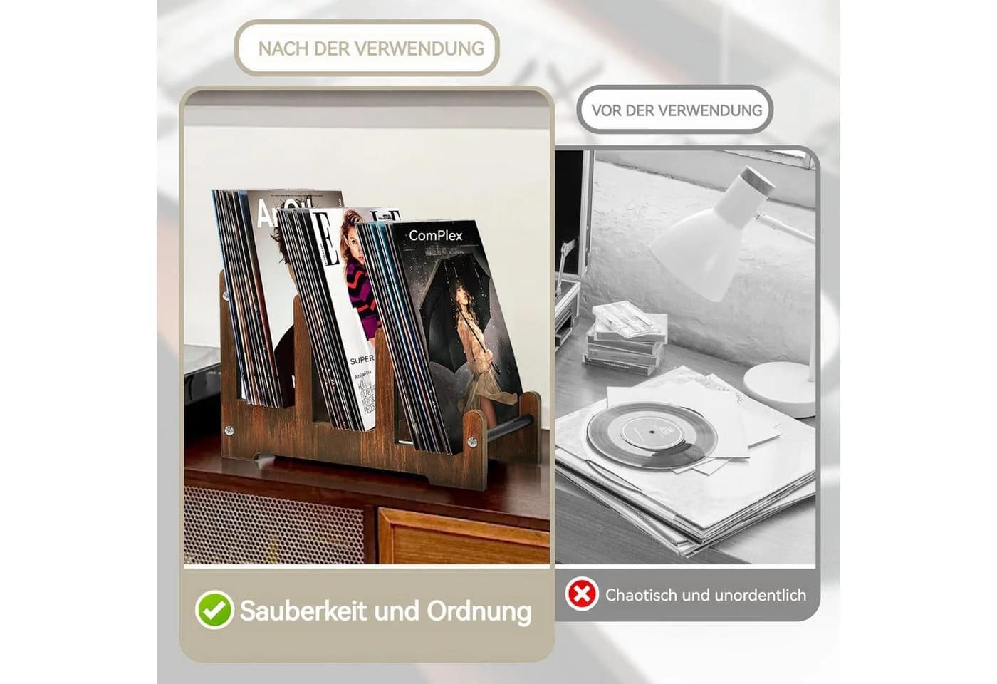BlingBin Schallplattenständer Holz Braun - Bild 5