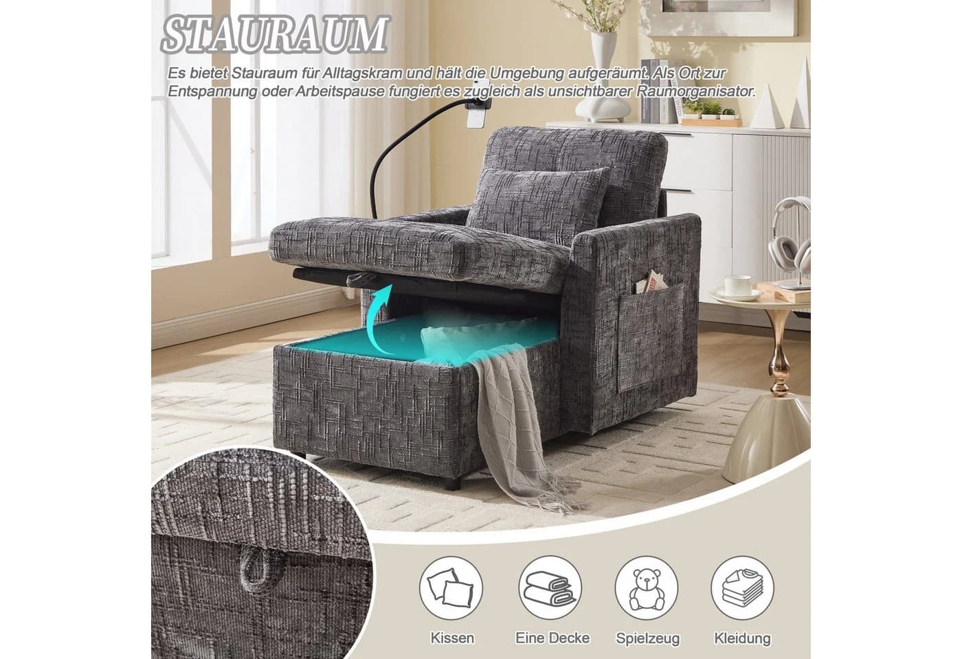 BlingBin Freizeit-Sofa Einsitzer mit Stauraum - Bild 4