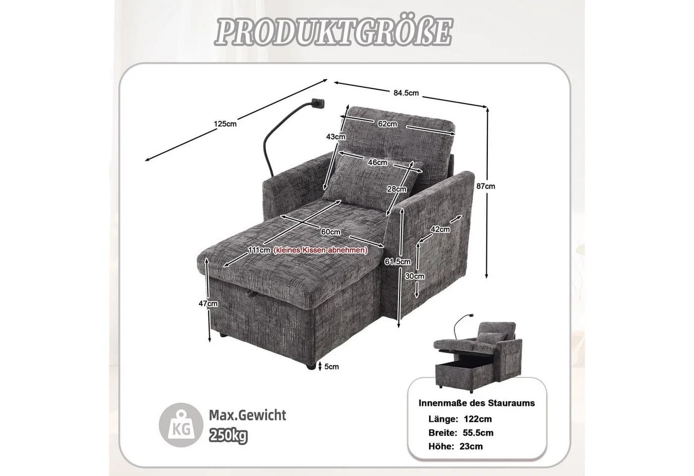 BlingBin Freizeit-Sofa Einsitzer mit Stauraum - Bild 5