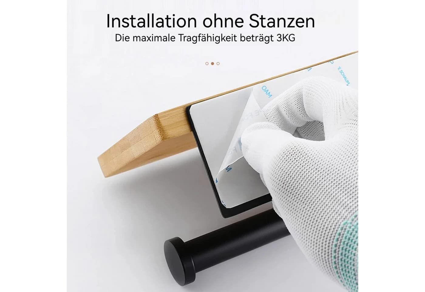 BlingBin Toilettenpapierhalter mit Bambus-Ablage Edelstahl Selbstklebend - Bild 4