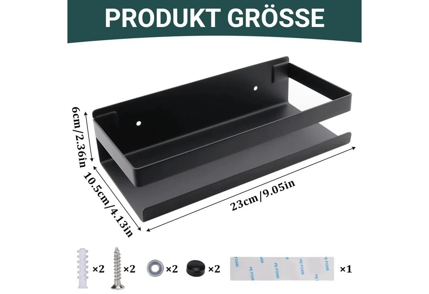BlingBin Duschregal Edelstahl, Badezimmerregal, Wandmontiert, 6kg Belastung - Bild 4