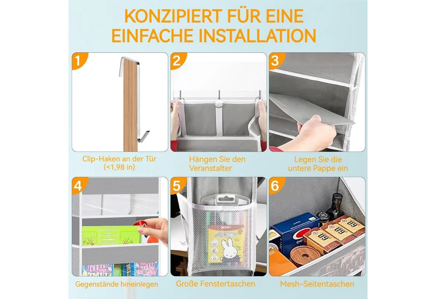 BlingBin Türregal Türorganizer Hängeorganizer Grau - Bild 5