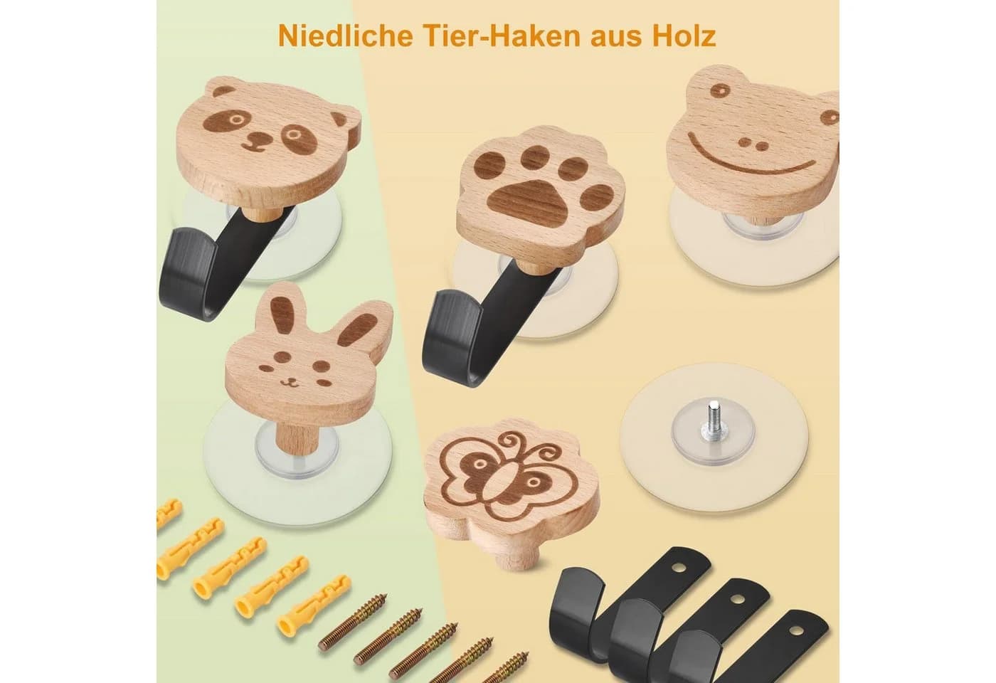 BlingBin Kleiderhaken 10 Stück Holz Tierform Wandhaken