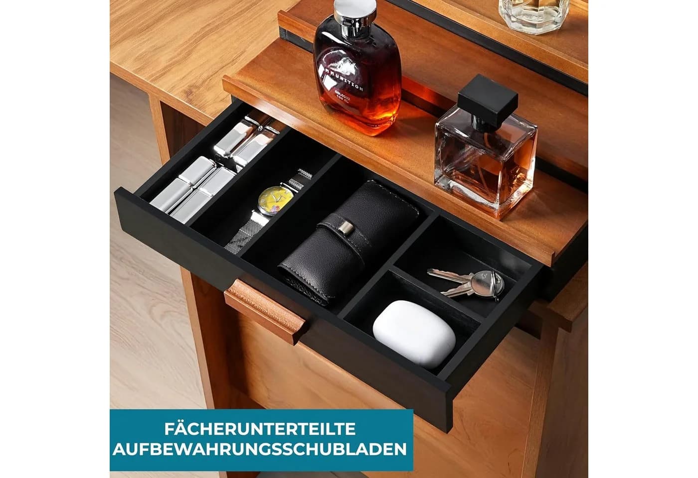 BlingBin Parfümständer Holz 3-stufig Schwarz/Braun - Bild 3
