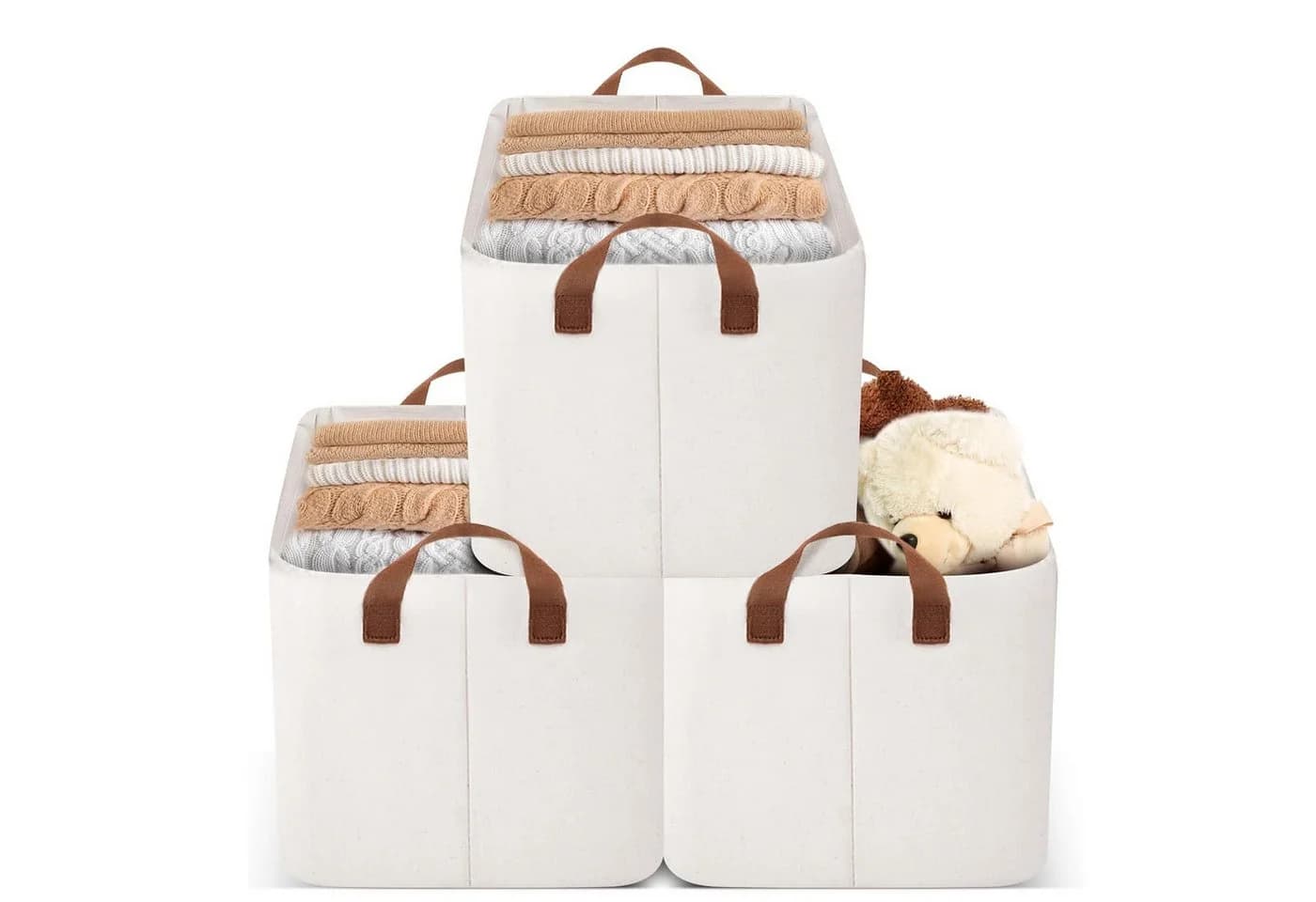 BlingBin Aufbewahrungskorb 3-Pack 26L Beige Schrank Organizer - Bild 2