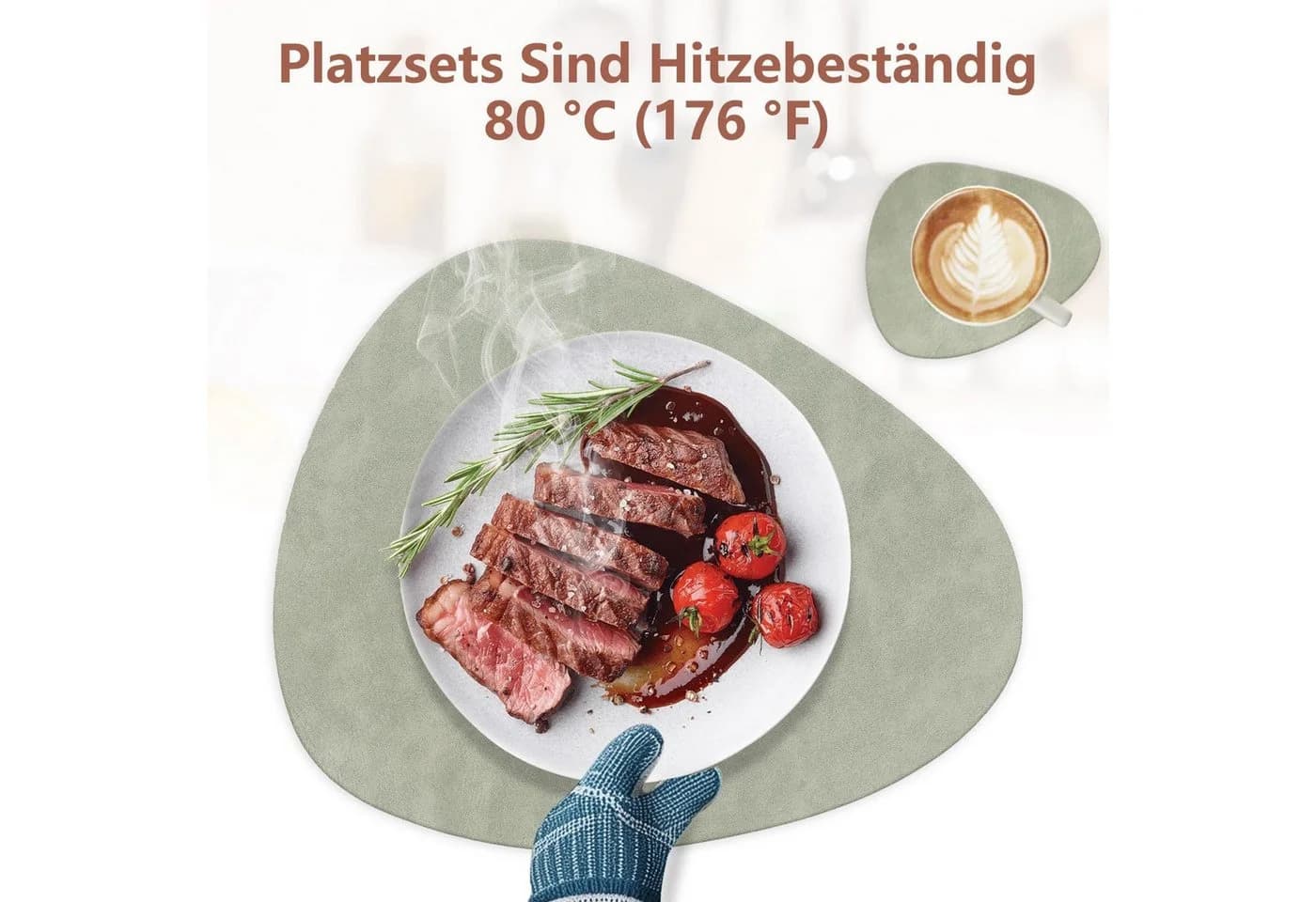 BlingBin Platzset 12 Stück Tischset Leder-Imitat Rutschfest Wasserdicht
