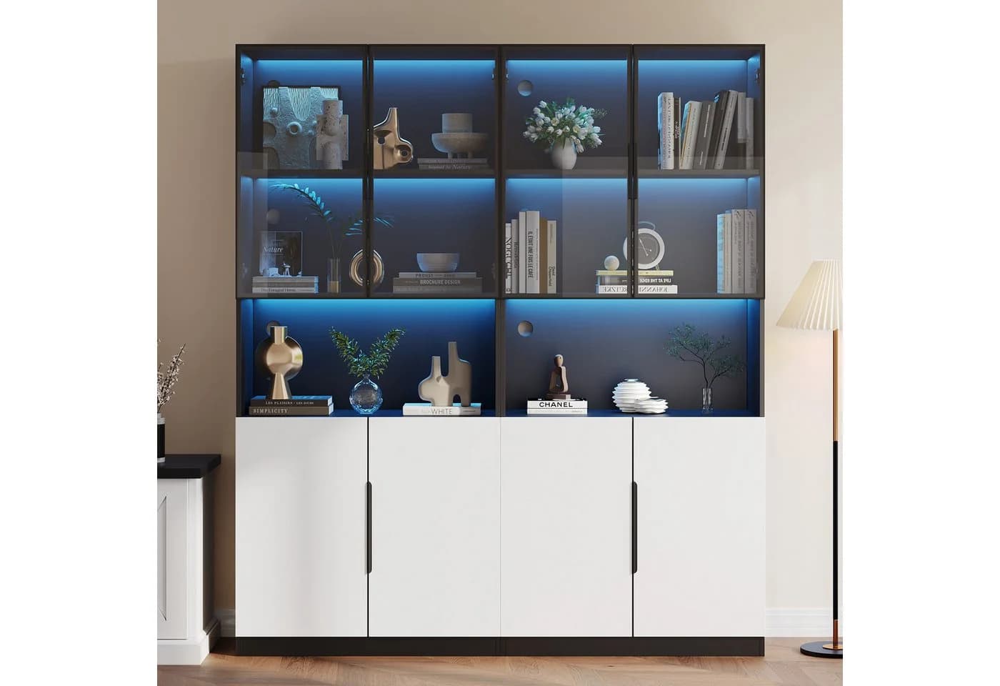 BlingBin Vitrine mit LED-Leuchten 160x30x200cm