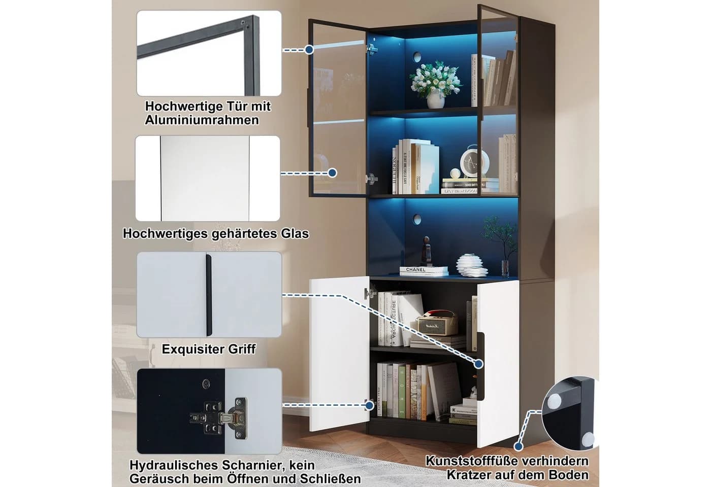 BlingBin Vitrine mit LED-Leuchten 160x30x200cm - Bild 3