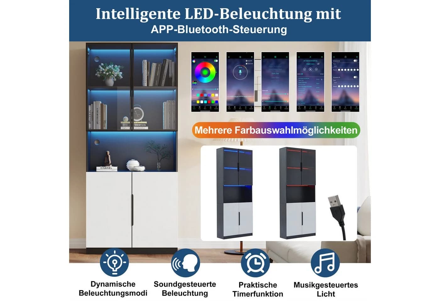 BlingBin Vitrine mit LED-Leuchten 160x30x200cm - Bild 4