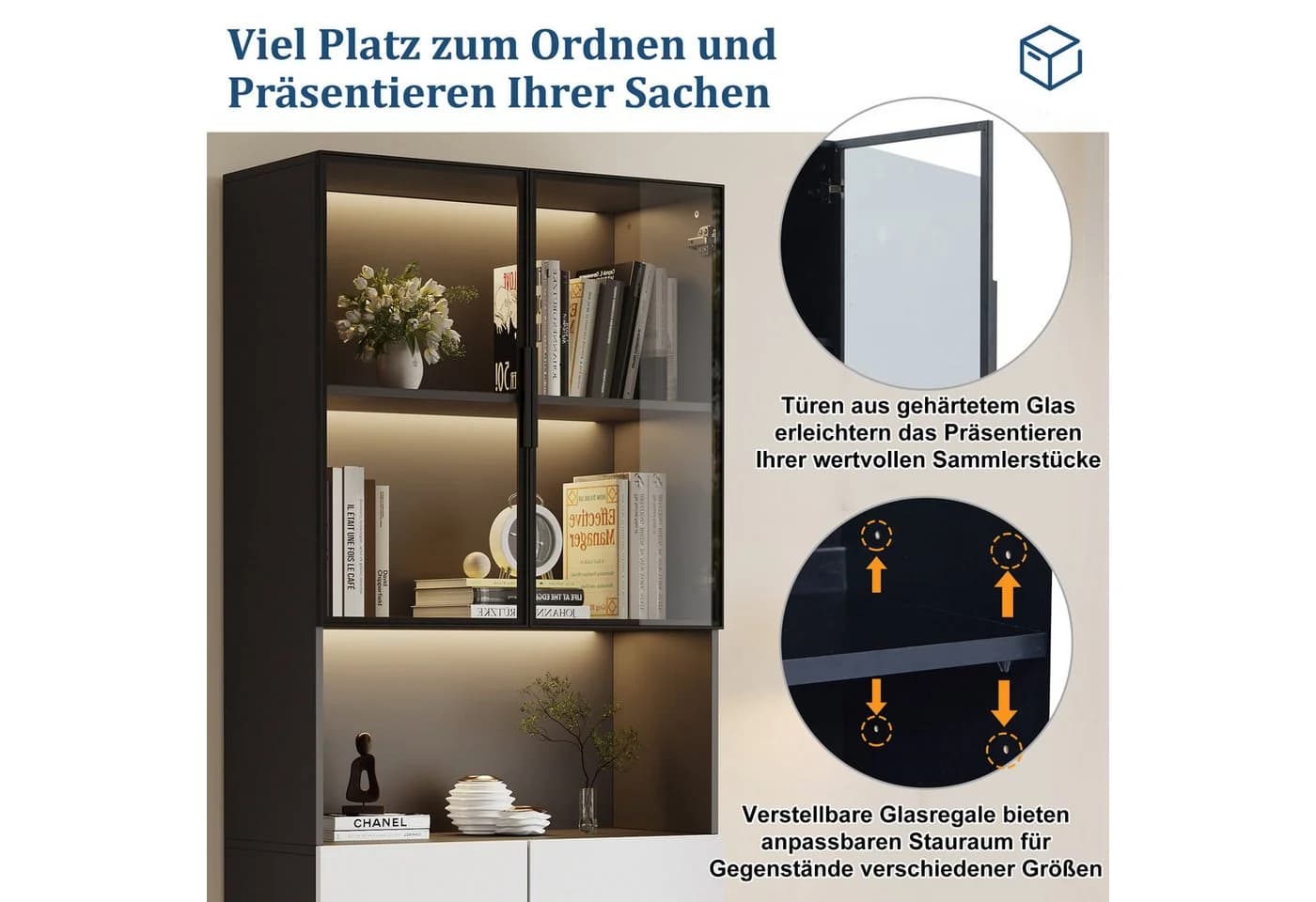 BlingBin Vitrine mit LED-Leuchten 160x30x200cm - Bild 5