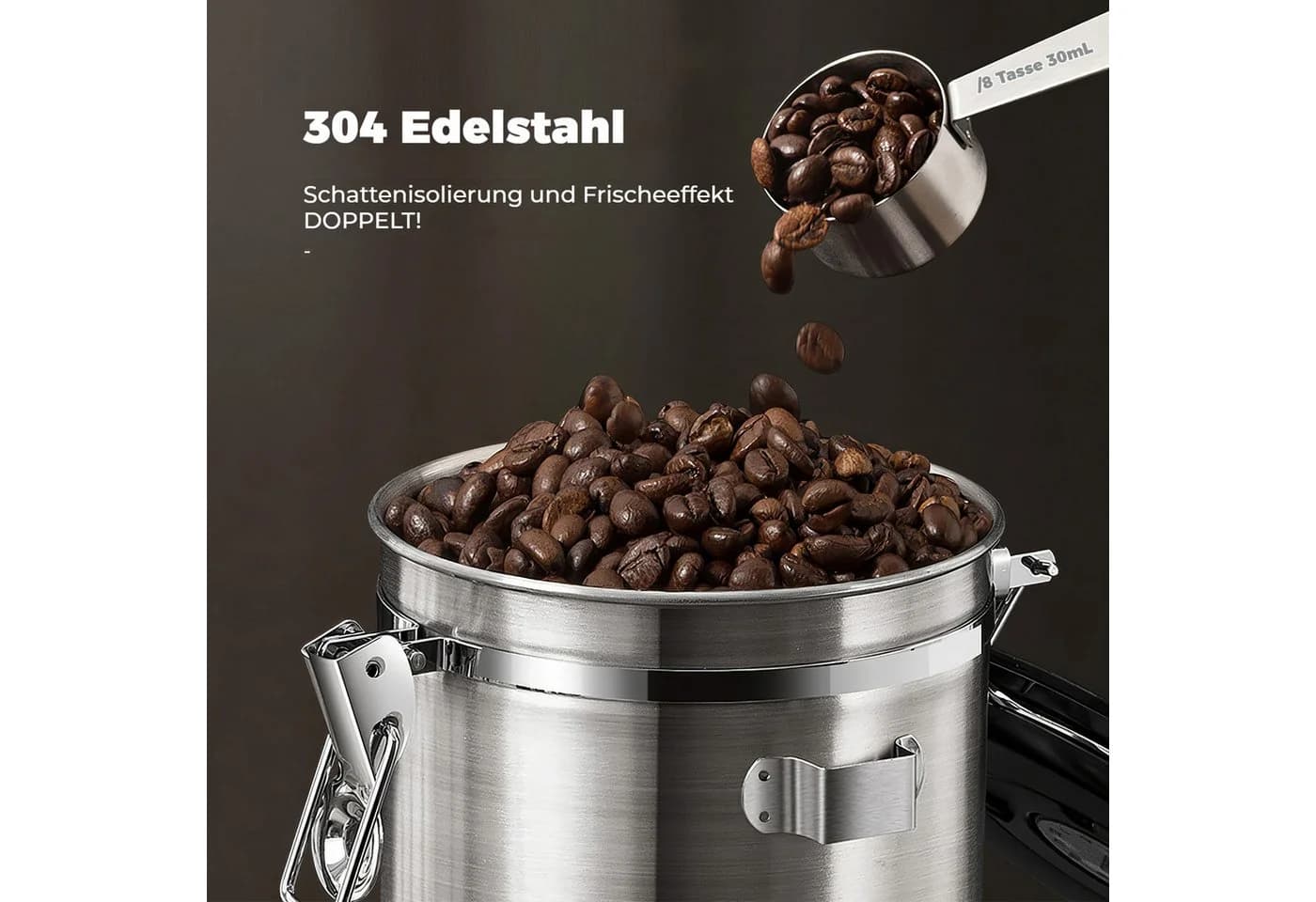 BlingBin Kaffeedose 1,8L Edelstahl Luftdicht mit CO2-Ventil - Bild 5