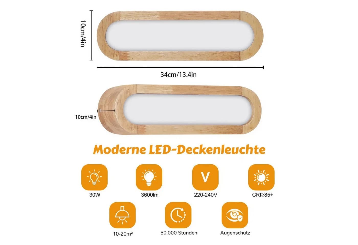 BlingBin LED Wandleuchte Innen Wandlampe Holz Touch Control