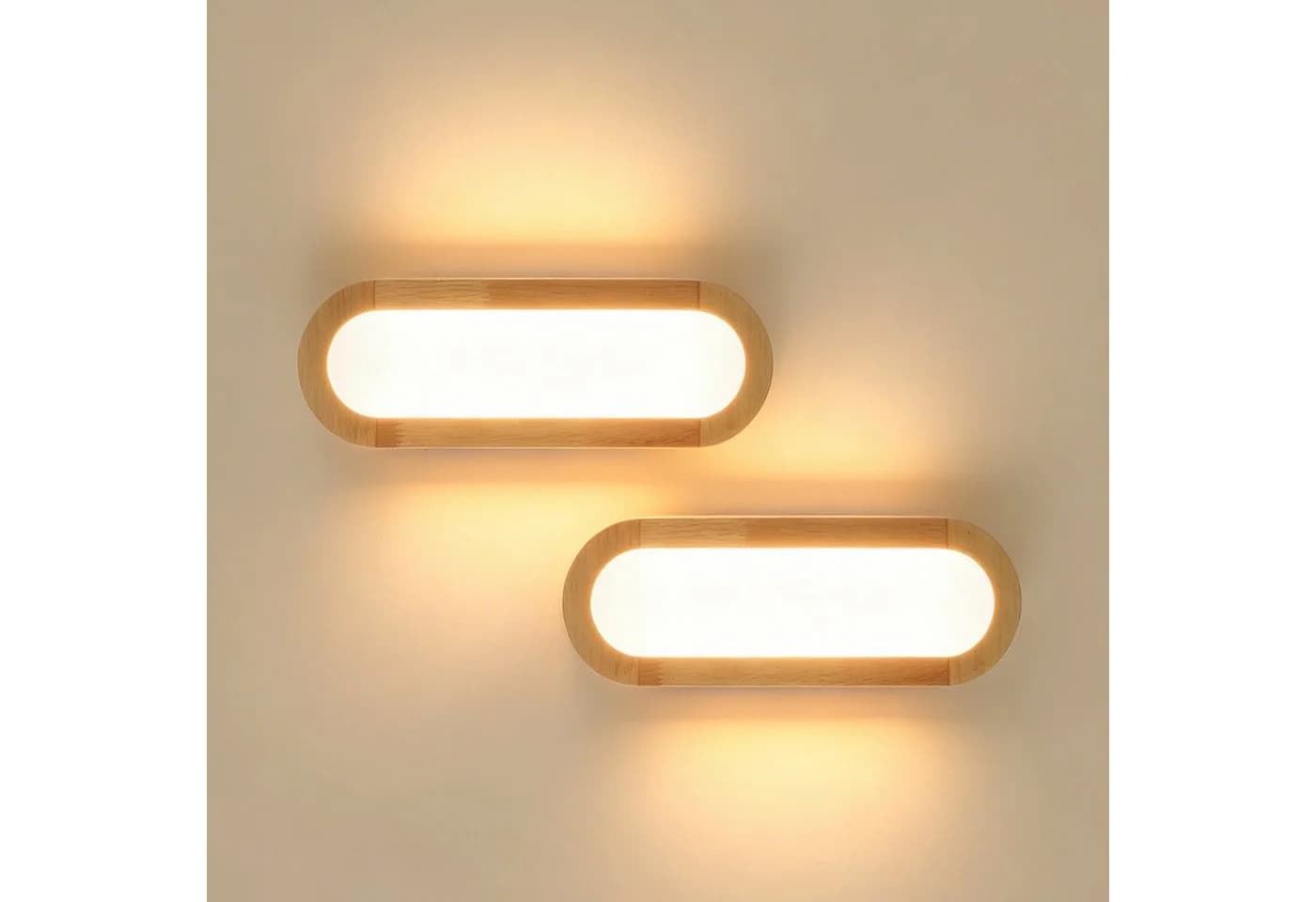 BlingBin LED Wandleuchte Innen Wandlampe Holz Touch Control - Bild 2