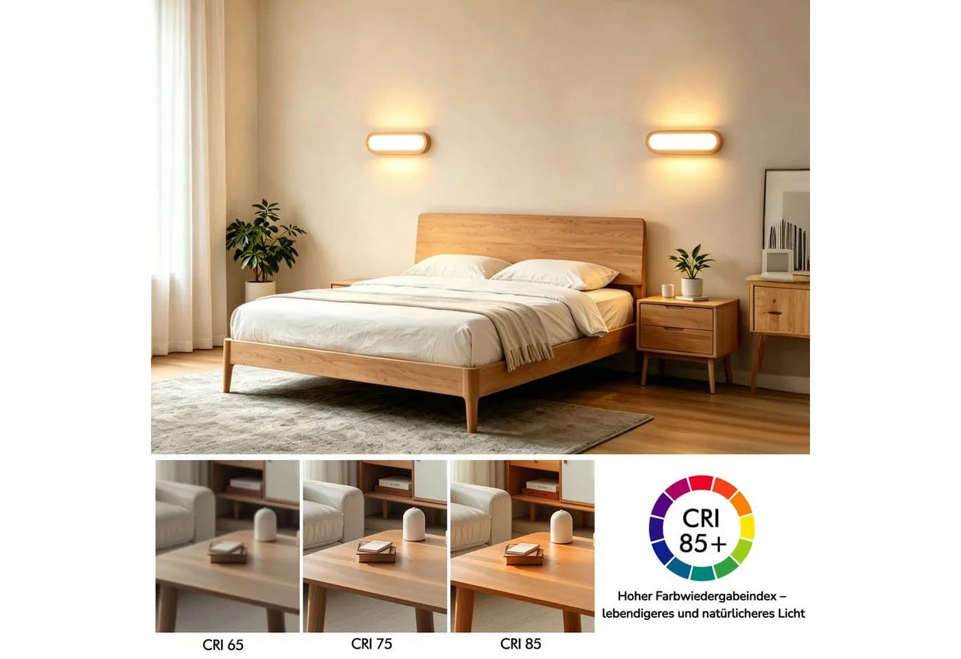 BlingBin LED Wandleuchte Innen Wandlampe Holz Touch Control - Bild 4