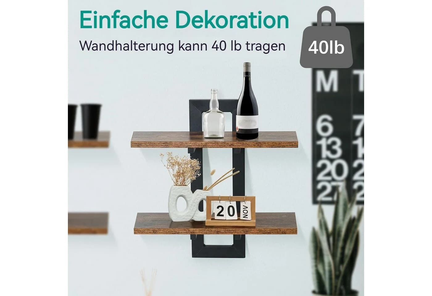 BlingBin 2-stufiges Schweberegal Holz Wandboard 38x13,5x40 cm - Bild 3