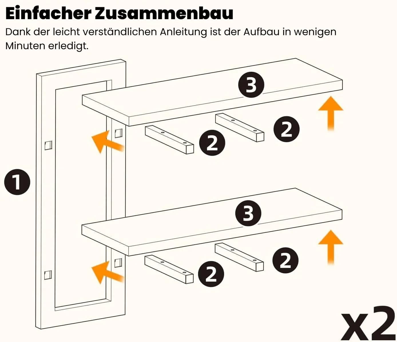 BlingBin 2-stufiges Schweberegal Holz Wandboard 38x13,5x40 cm - Bild 5