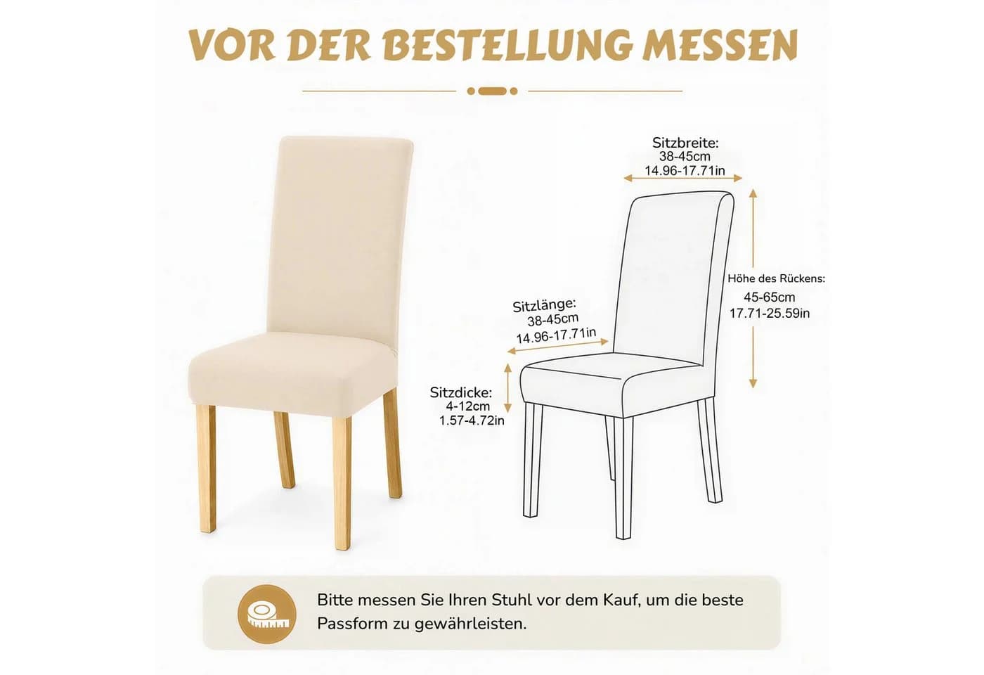 BlingBin Stuhlhusse Stretch Beige 6er Set