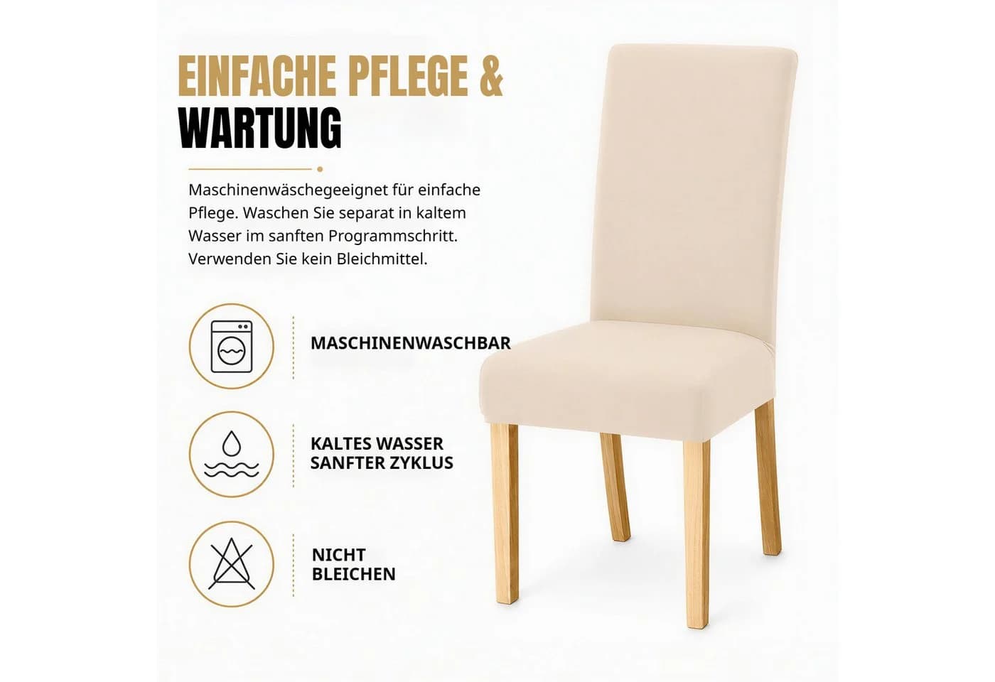 BlingBin Stuhlhusse Stretch Beige 6er Set - Bild 3