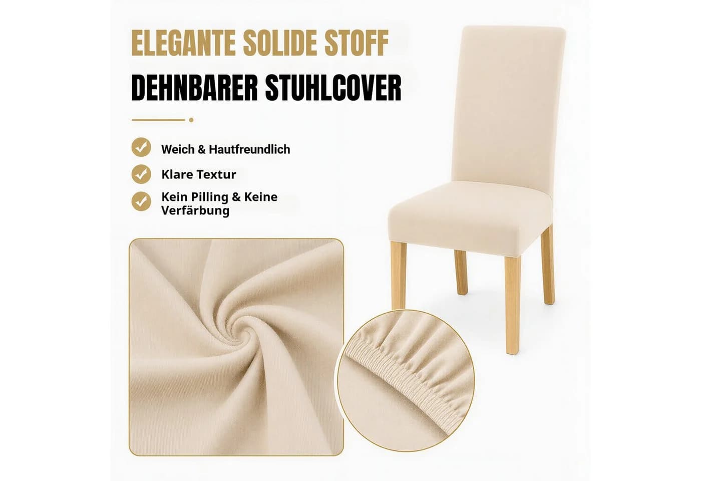 BlingBin Stuhlhusse Stretch Beige 6er Set - Bild 4