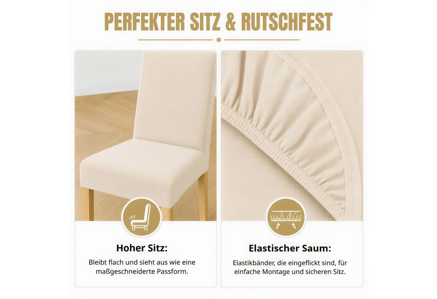 BlingBin Stuhlhusse Stretch Beige 6er Set - Bild 5