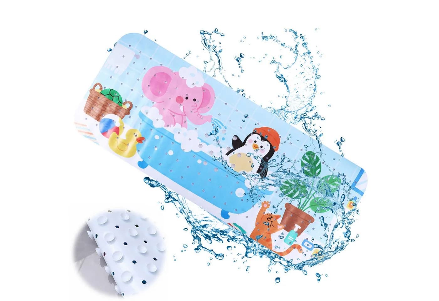 BlingBin Badewannenmatte Rutschfest Blau PVC mit Saugnäpfen - Bild 2