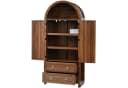 BlingBin Hochschrank Sideboard 80x40x180 cm Nussbaum Rattan Bild 1