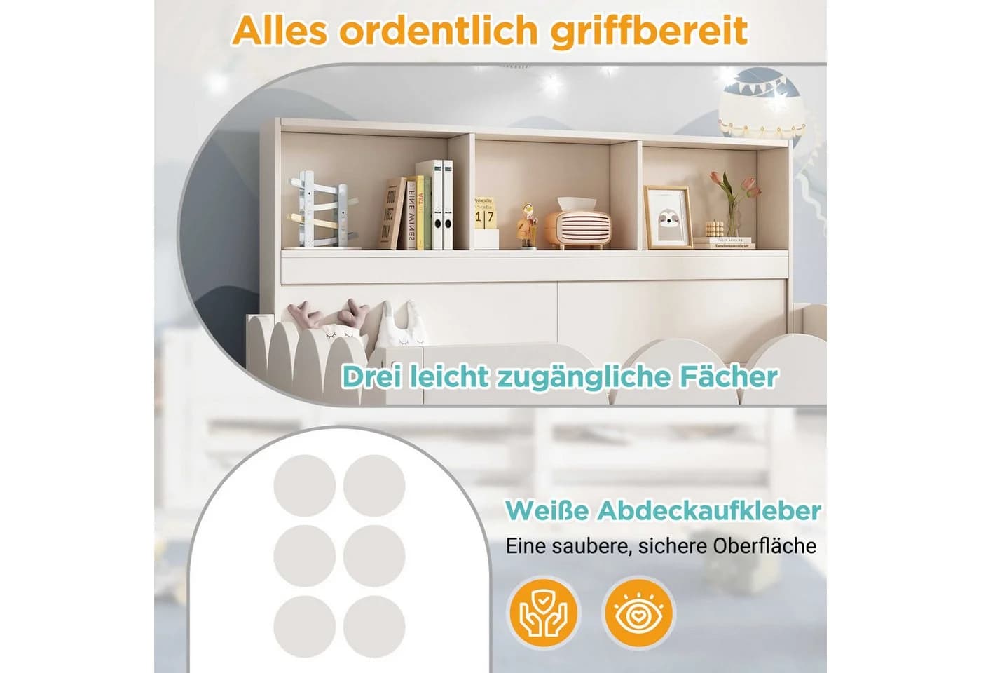 BlingBin Kinderbett Bodenbett Holzbett mit Geländer, 140 x 200 cm - Bild 5