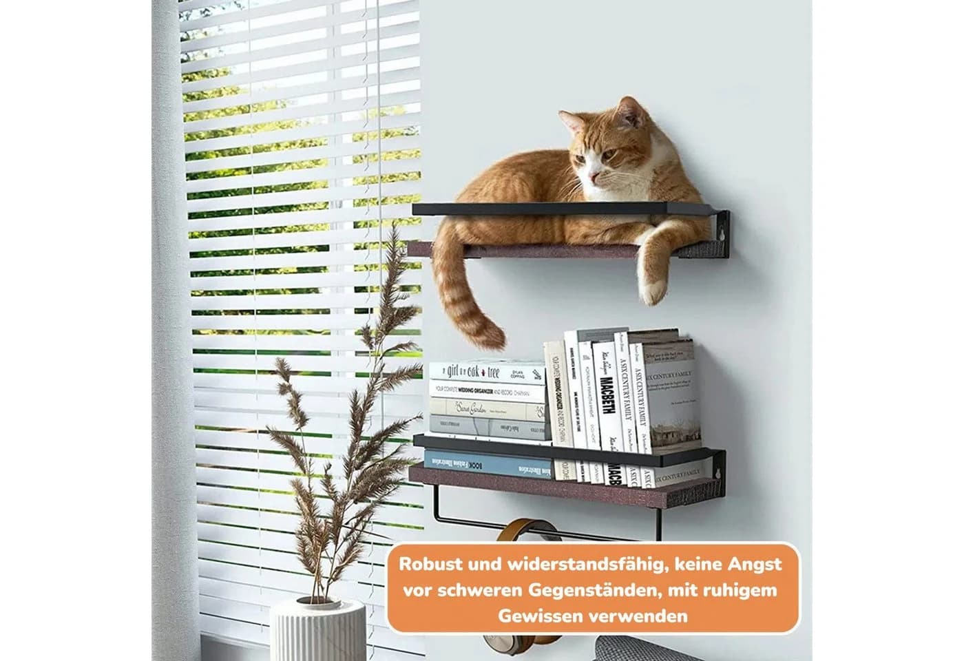 BlingBin Schwebendes Wandregal 4-tlg. mit Handtuchhalter Holz & Metall - Bild 4