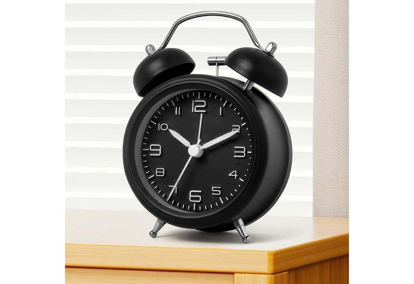 BlingBin Doppelglockenwecker mit Nachtlicht, Lauter Alarm, Analog, Schlummerfunktion, Schwarz