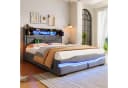 BlingBin Stauraumbett LED Polsterbett Grau/Beige mit Hydraulik Bild 2