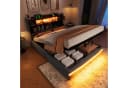 BlingBin Stauraumbett LED Polsterbett Grau/Beige mit Hydraulik Bild 3