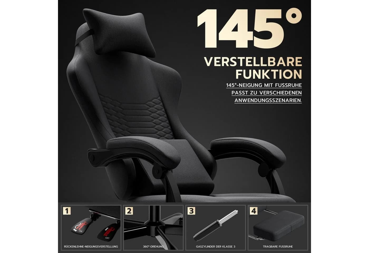 BlingBin Gaming-Stuhl Massage Ergonomisch Verstellbare Armlehnen - Bild 5