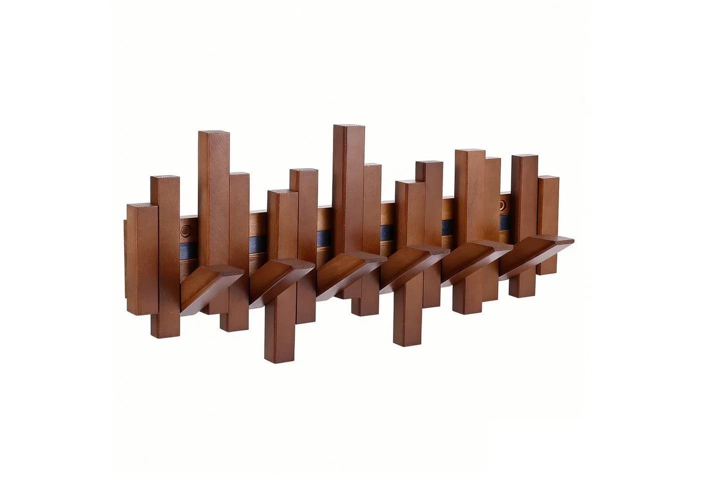 BlingBin Wandgarderobe Klappbare 6 Haken Naturholz Walnussfarbe - Bild 2