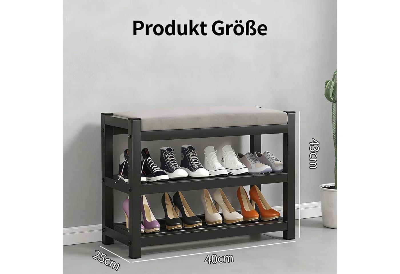 BlingBin Schuhbank mit Sitzfläche und Stauraum, Schuhschrank aus Edelstahl