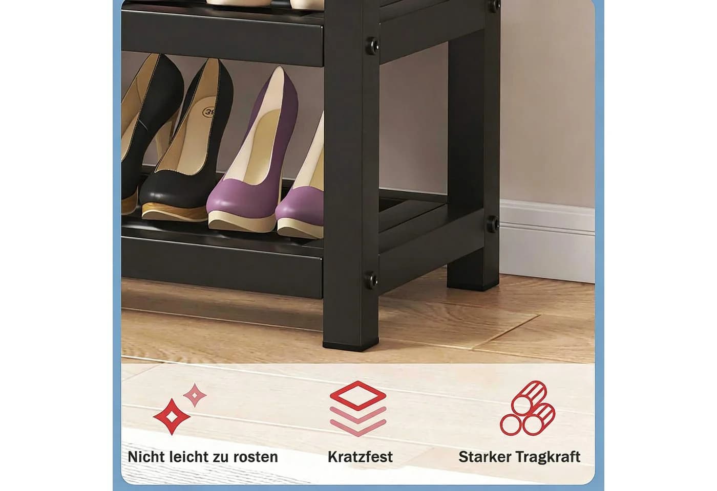 BlingBin Schuhbank mit Sitzfläche und Stauraum, Schuhschrank aus Edelstahl - Bild 3