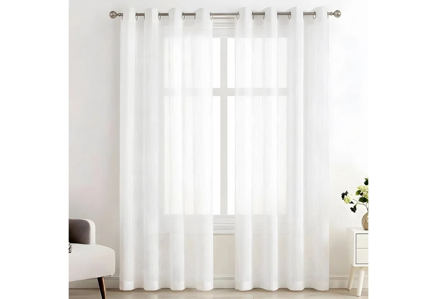 BlingBin Gardine 2er-Set Voile Vorhänge 140x145cm