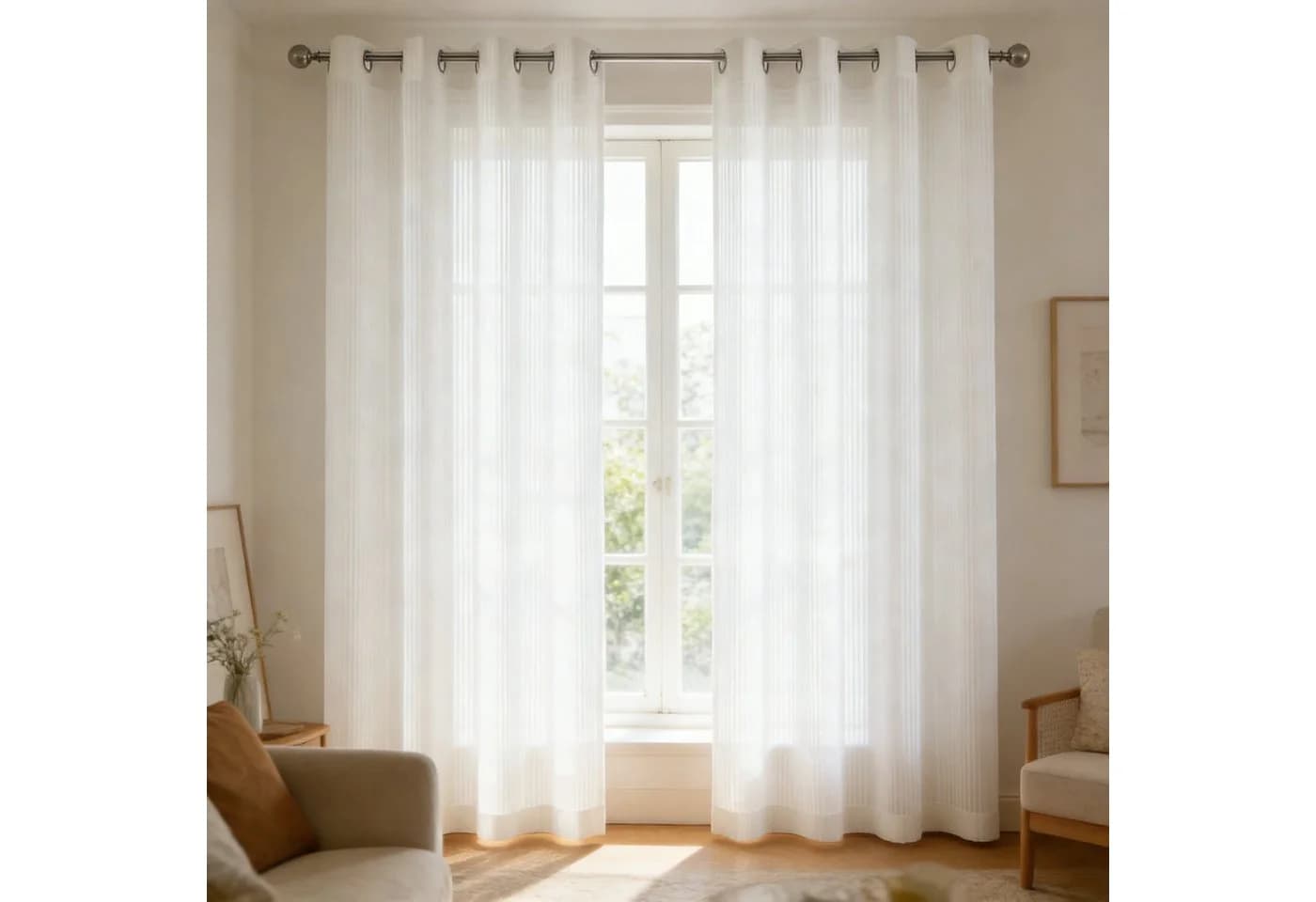 BlingBin Gardine 2er-Set Voile Vorhänge 140x145cm - Bild 2