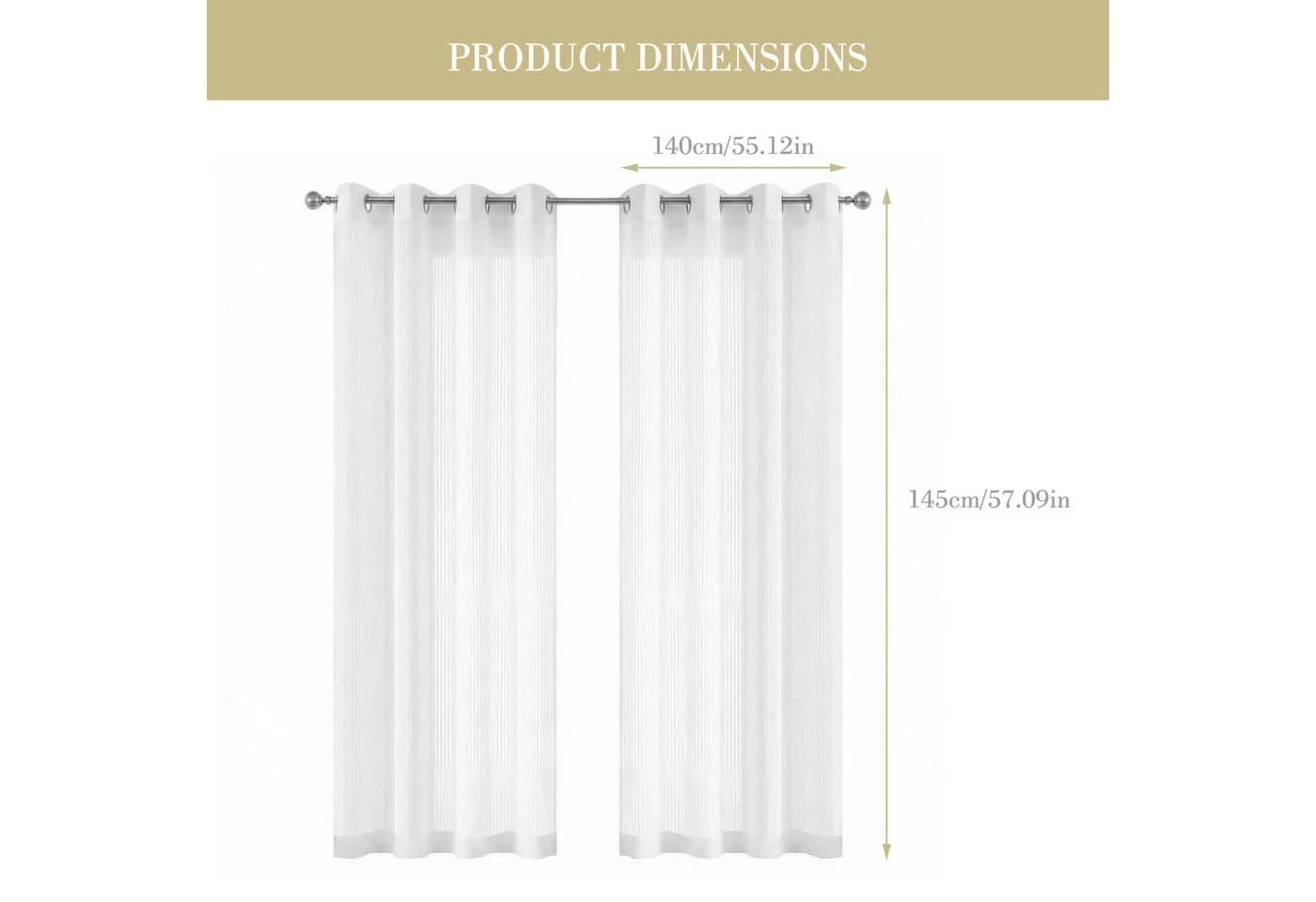 BlingBin Gardine 2er-Set Voile Vorhänge 140x145cm - Bild 3