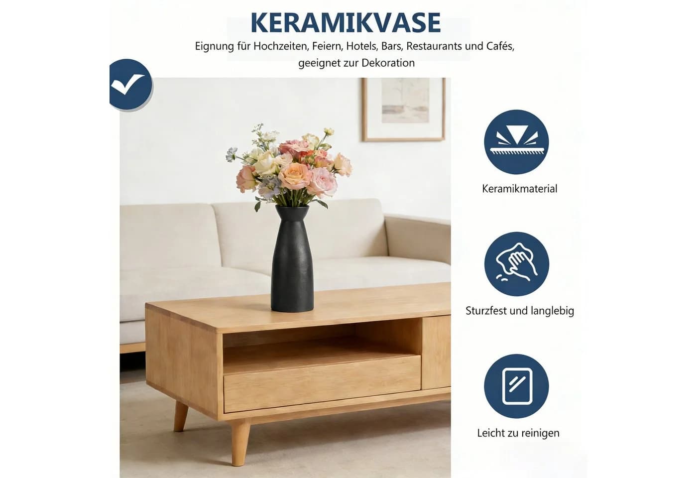 BlingBin Dekovase 3er-Set Keramik Vasen - Bild 3