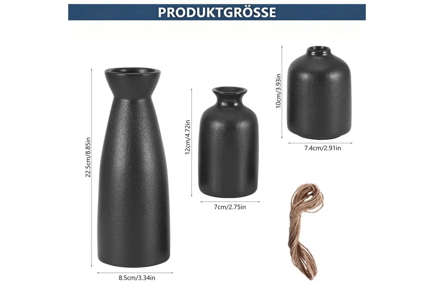 BlingBin Dekovase 3er-Set Keramik Vasen - Bild 5